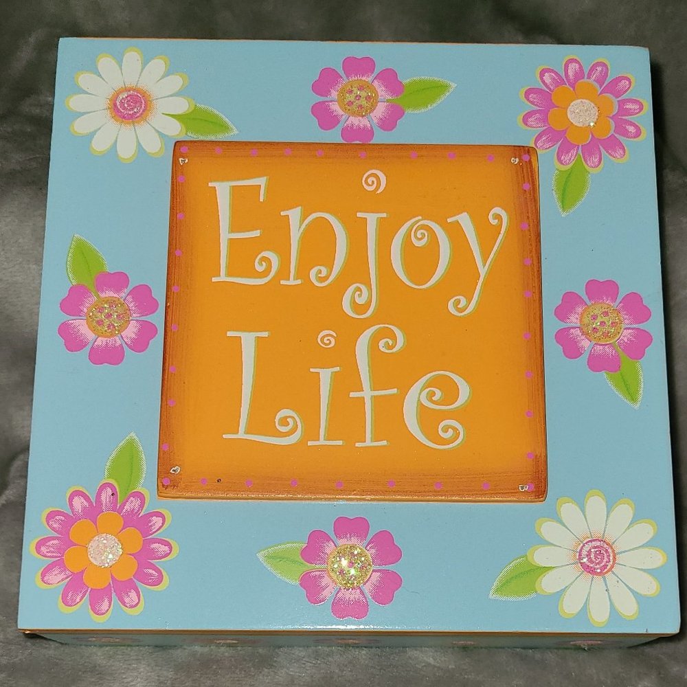 Floral Musical Jewelry / Trinket Box - Enjoy Life